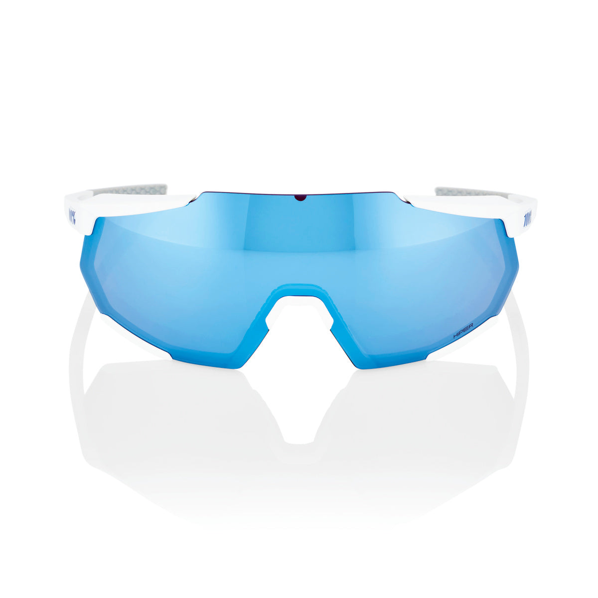 RACETRAP 3.0 - Matte White - HiPER Blue Multilayer Mirror Lens
